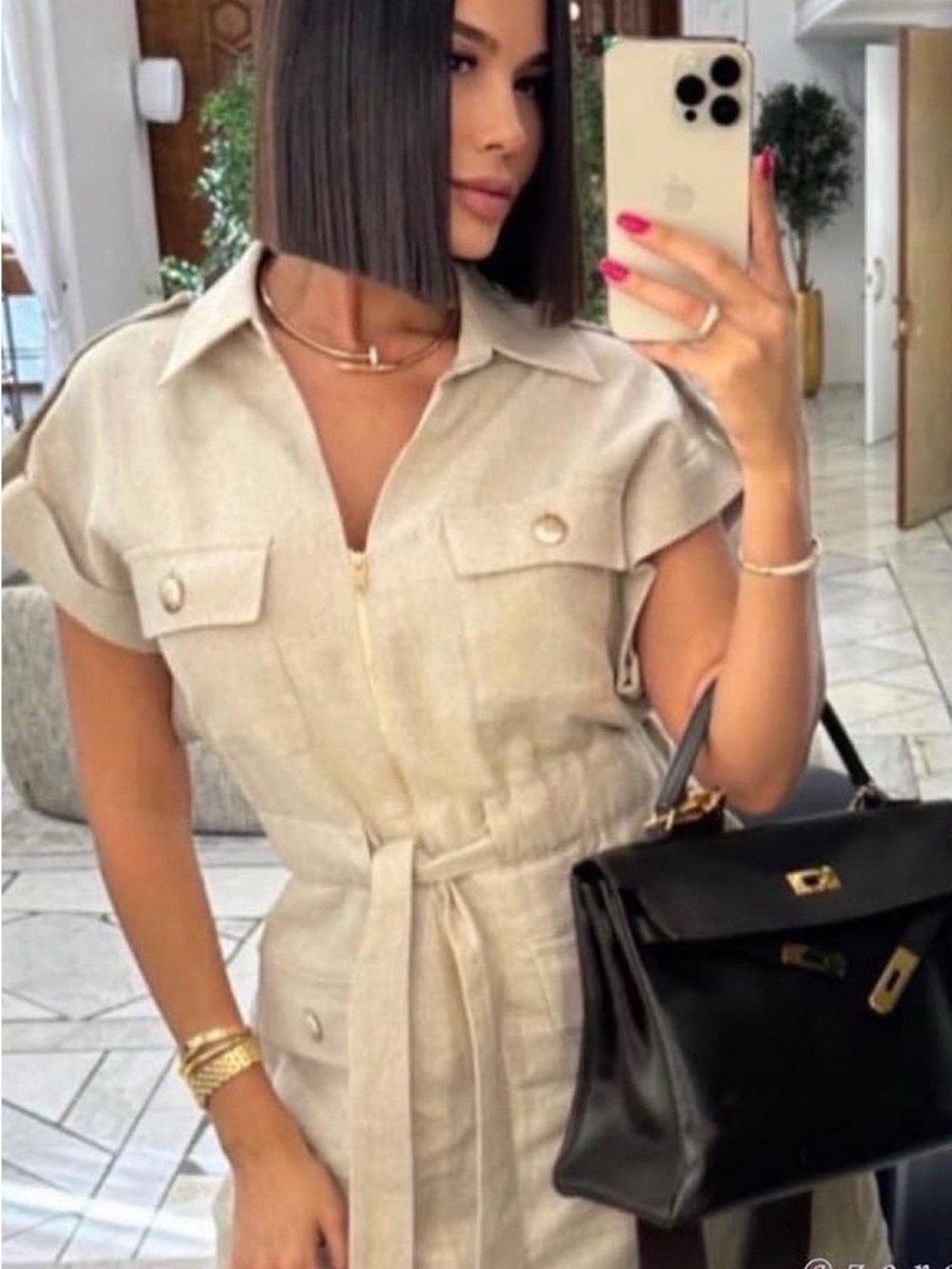 Zara linen blend cargo dress - Picture 2 of 5